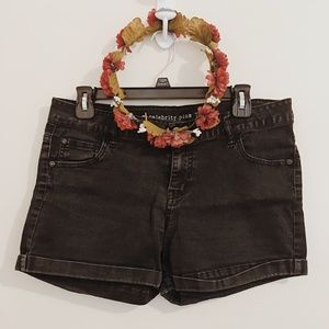 Celebrity Pink Black Cuffed Jean Shorts